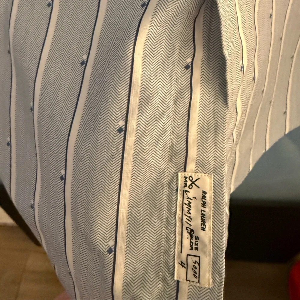 Polo by Ralph Lauren Men's White Shirt with Blue Stripes
